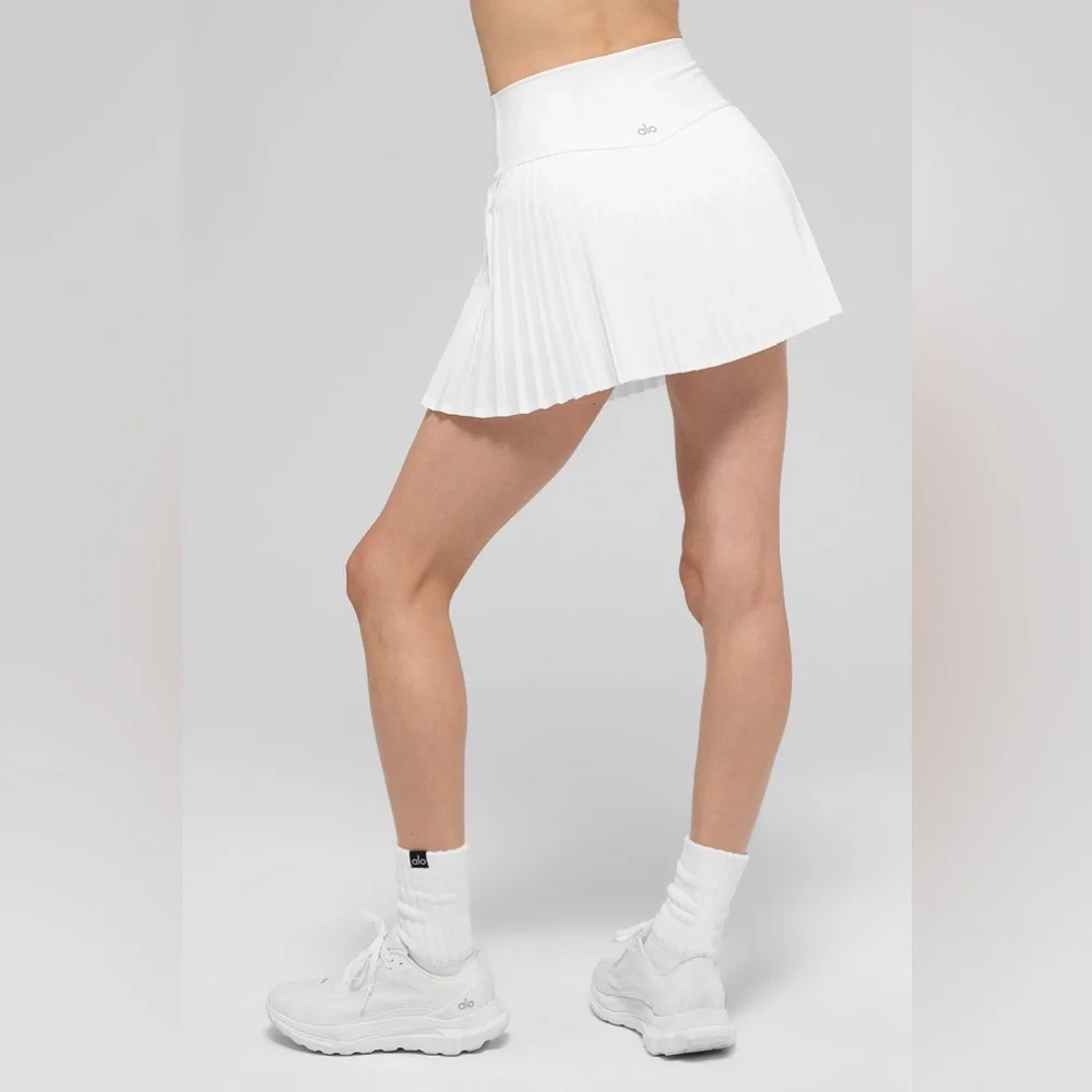 ALO Yoga White Pleated Tennis‎ Skirt